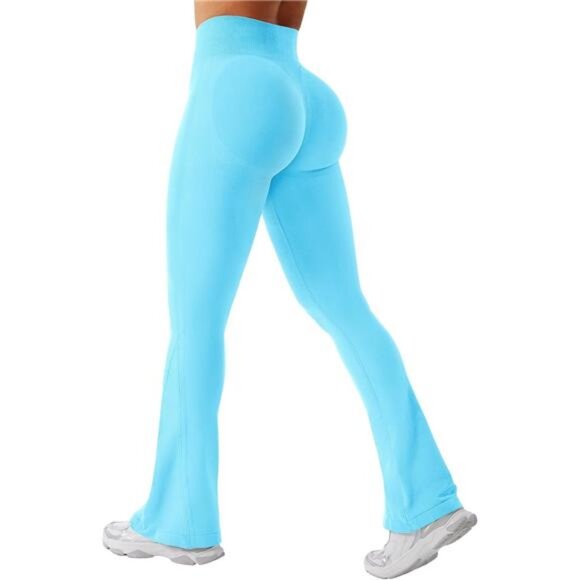Flare Leggings Womens Workout Butt Lifting Legging 30" inseam Light Blue - Picture 1 of 3